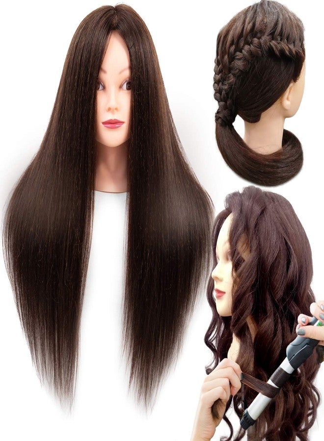 NAYOO Mannequin Head Human Hair, 26 Inch Mannequin Head with Hair and Stand, 60% Real Hair Mannequin Head for Kids, Cosmetology mannequin head for braiding, Mannequins Doll Head to Practice Hairstyles - Image 1